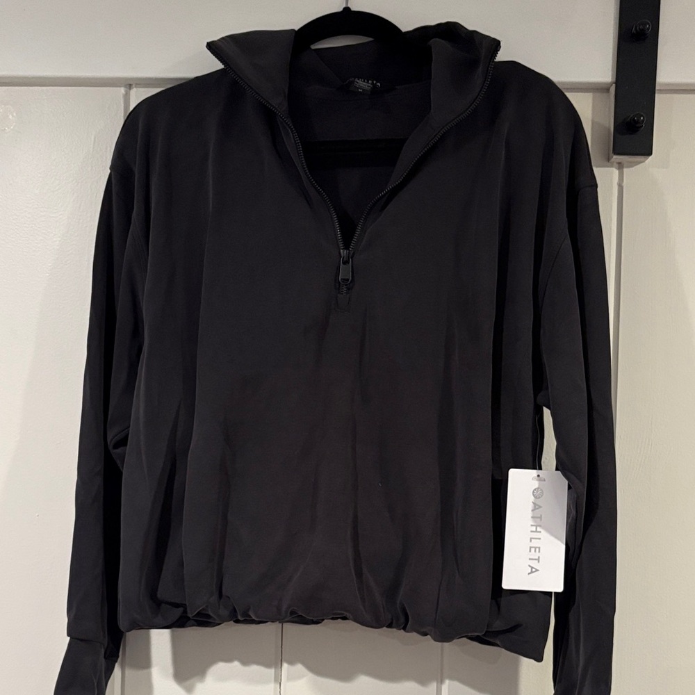 NWT Athleta Women’s Seasoft 1/4 Zip Bubble Hem Sweatshirt